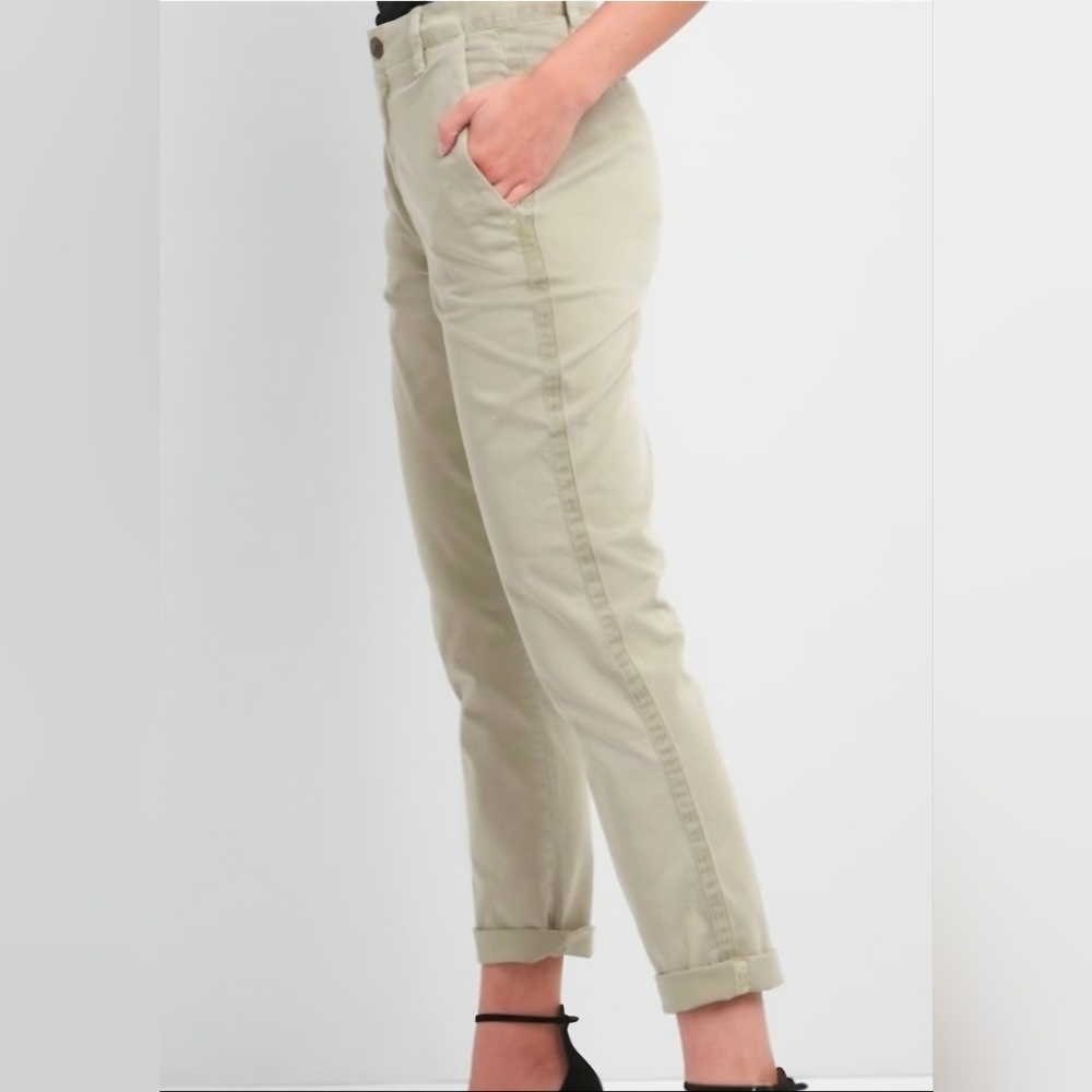 NWOT Gap Girlfriend Twill Stripe Chinos - Beige - Size 6 - Picture 2 of 4